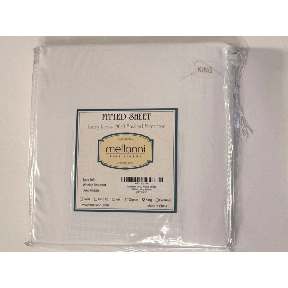 Mellanni 1800 Brushed Microfiber King Fitted Sheet White Deep Pocket Wrinkle Res